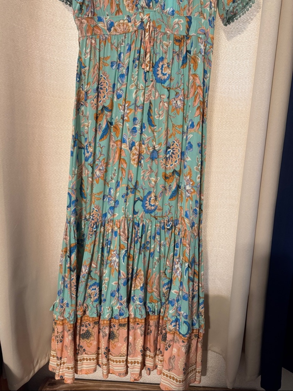 Floral Teal Maxi Dress - Lightweight Summer Style - Picture 2 of 5